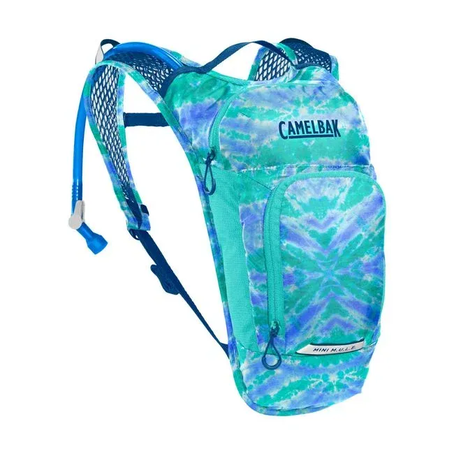 Camelbak Kids' Mini M.U.L.E. 50oz Hydration Pack with Crux 1.5L Reservoir, Color: Tiedye Blue
