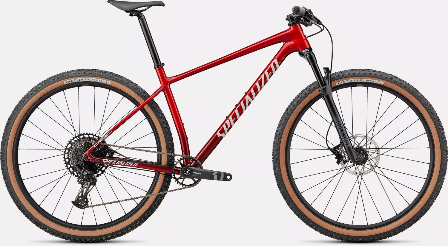 Specialized Chisel Hardtail Comp, Color: Gloss Red Tint Fade Over Brushed Silver/Tarmac Black/White with Gold Pearl, Frame Size: Large