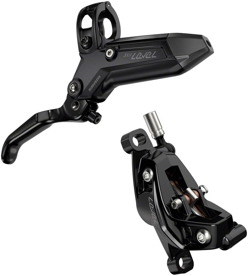 SRAM Level Silver Stealth Disc Brake and Lever - Post Mount, 4-Piston,BLK, Side: REAR