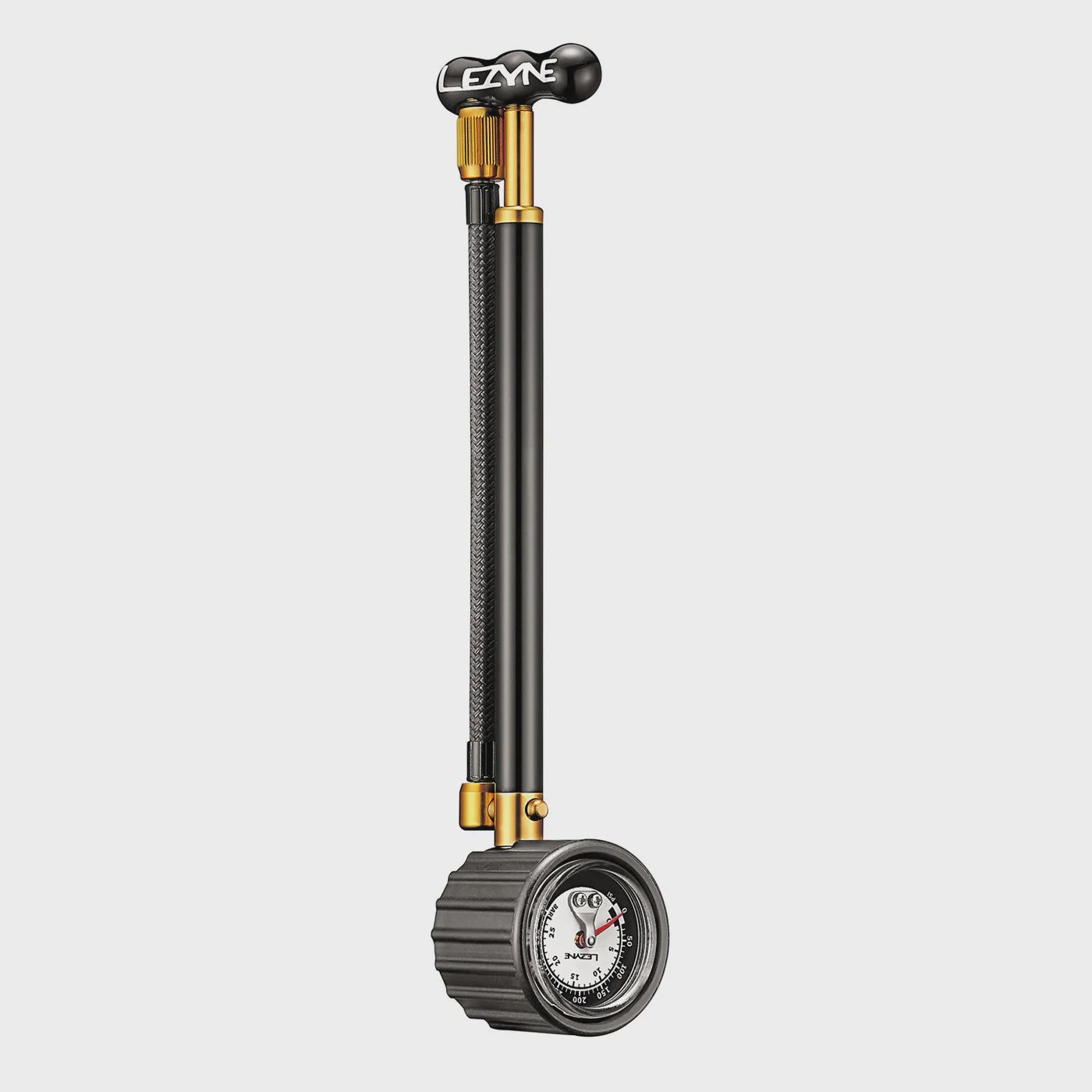 Lezyne Shock Drive Pump with Braided Hose and 400psi Gauge, Black