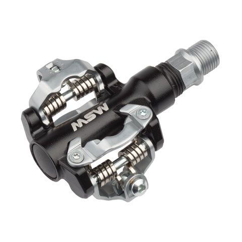 MSW MP-100 Pedals - Dual Sided Clipless, Aluminum, 9/16", Black/Silver