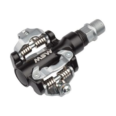 MSW MP-100 Pedals - Dual Sided Clipless, Aluminum, 9/16", Black/Silver