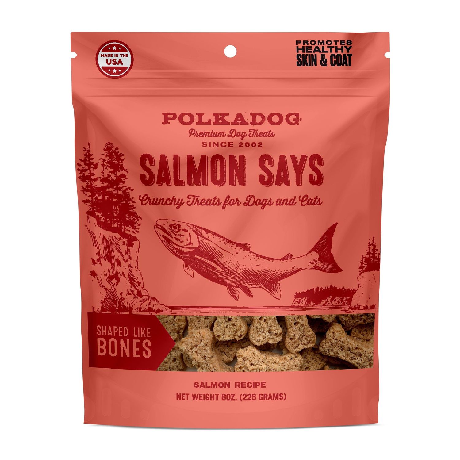 Polka Dog Salmon Says Bones, Size: 8 oz