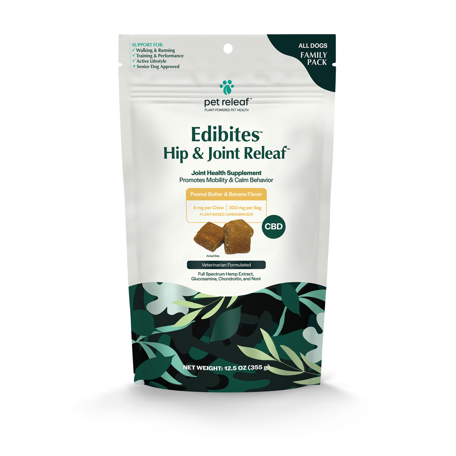 Hip &amp; Joint Releaf Edibites, Color: PB Banana, Size: Family