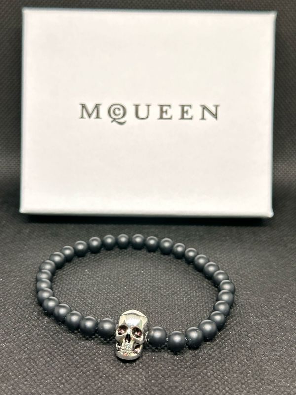 Pulsera Calavera para hombre y mujer de ágata negra