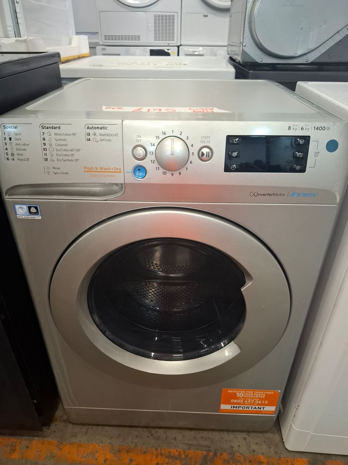 Indesit BDE86436XSUKN 8KG/6KG Washer Dryer Silver