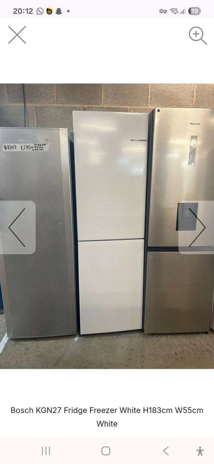 Bosch KGN27 Fridge Freezer White H183cm W55cm White