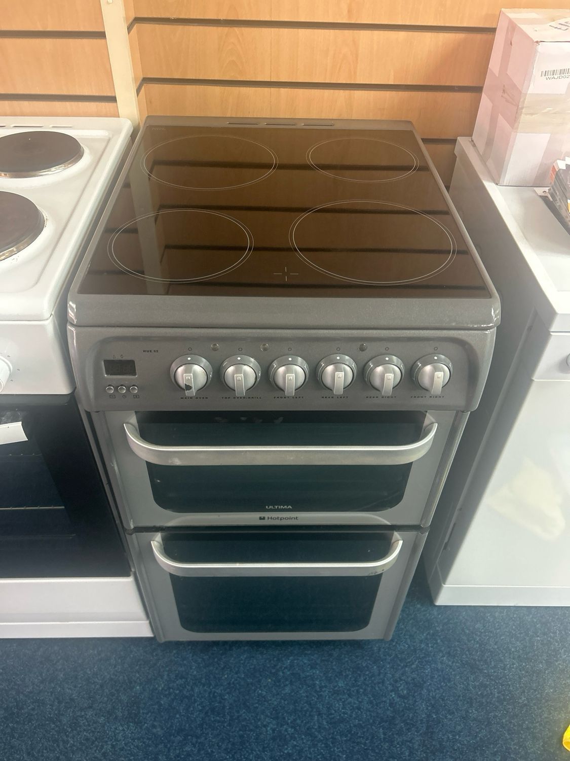 Hotpoint HUE52 50cm Double Oven Electric Cooker Grey