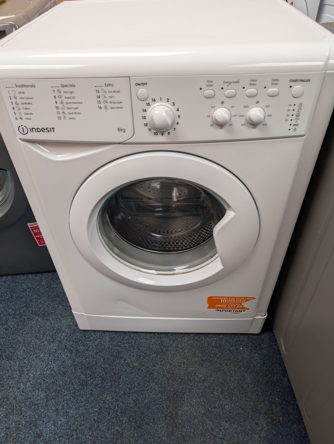 Indesit 8kg 1200rpm washing machine white