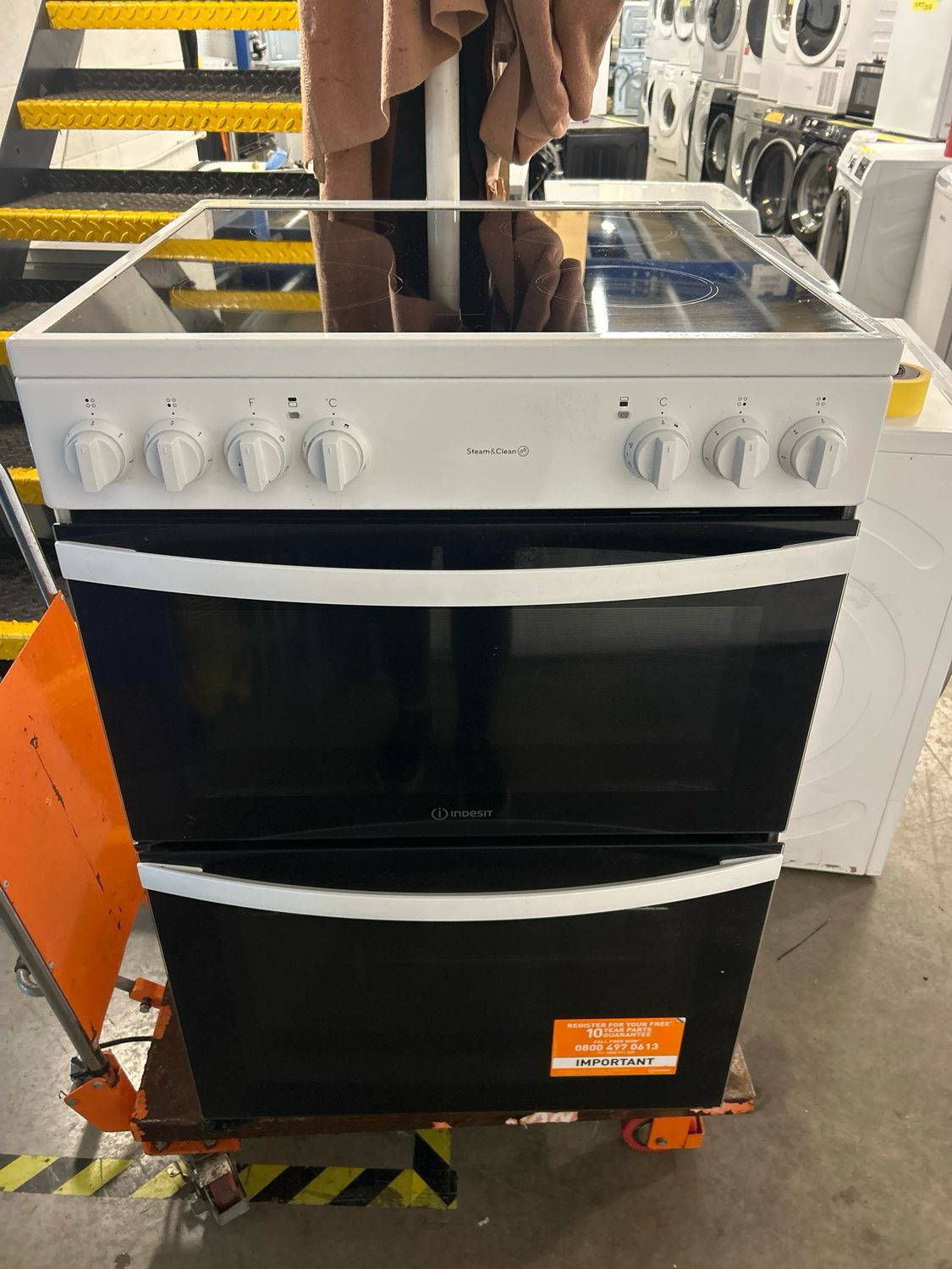 Indesit ID67V9KMW 60cm Electric Cooker Double Oven White