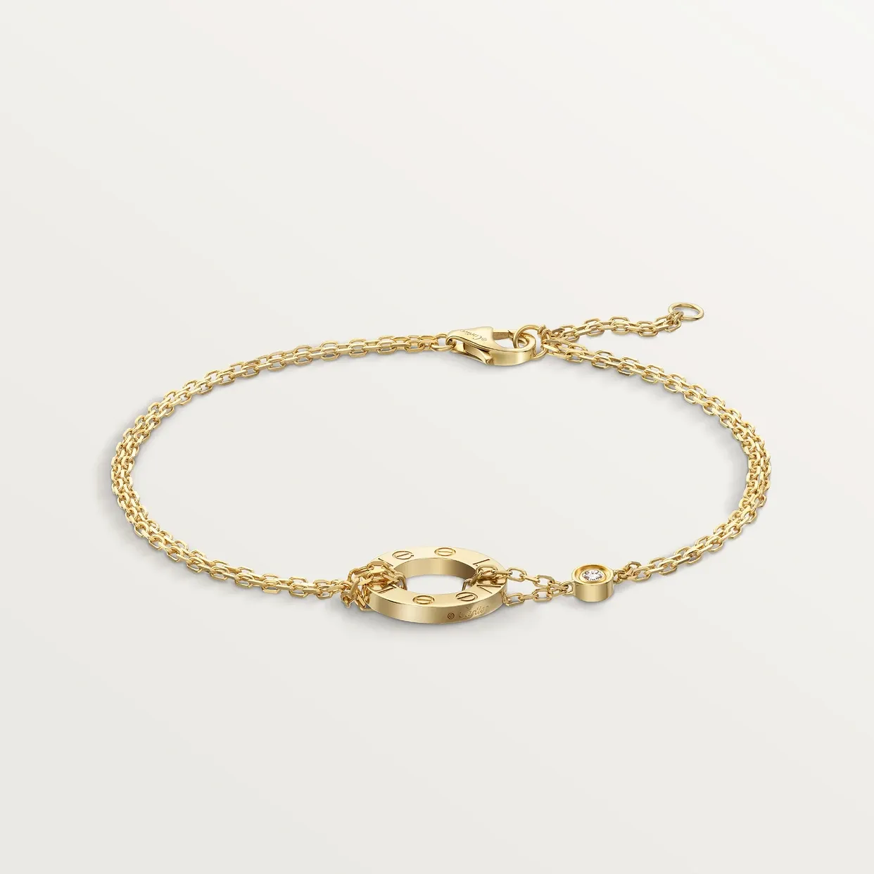 LOVE bracelet, on chain, 2 diamonds