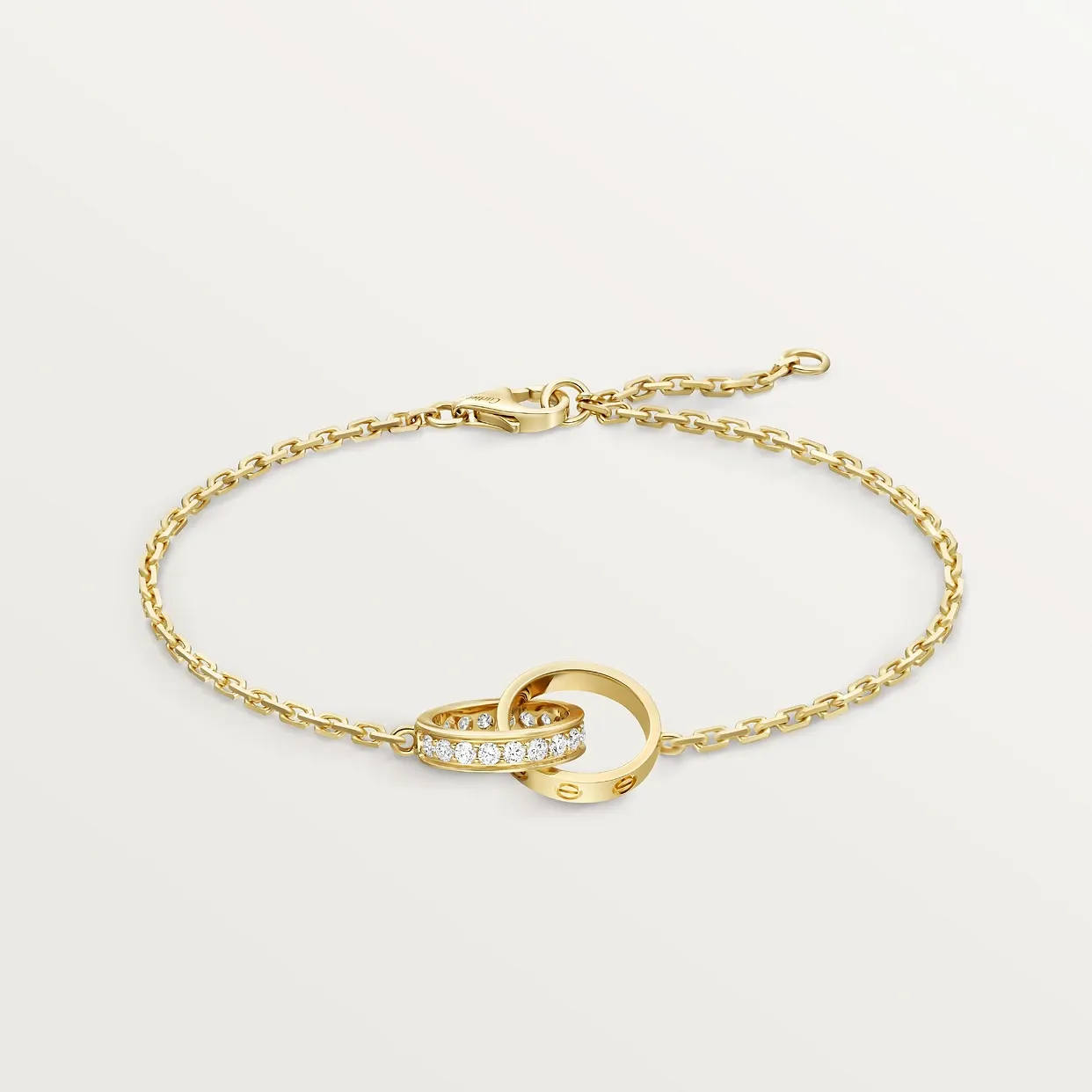 LOVE bracelet, on chain, semi-paved