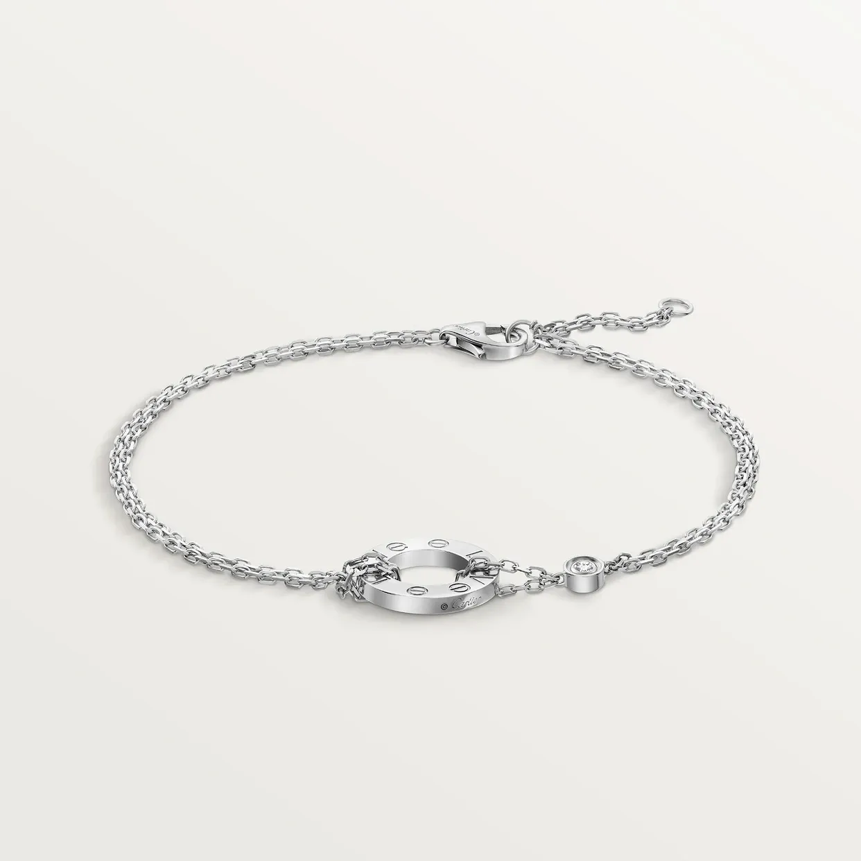 LOVE bracelet, on chain, 2 diamonds