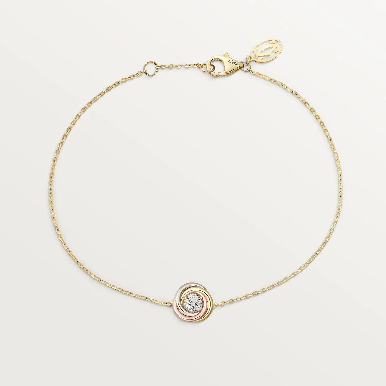 Trinity bracelet, on chain, brilliant-cut diamond