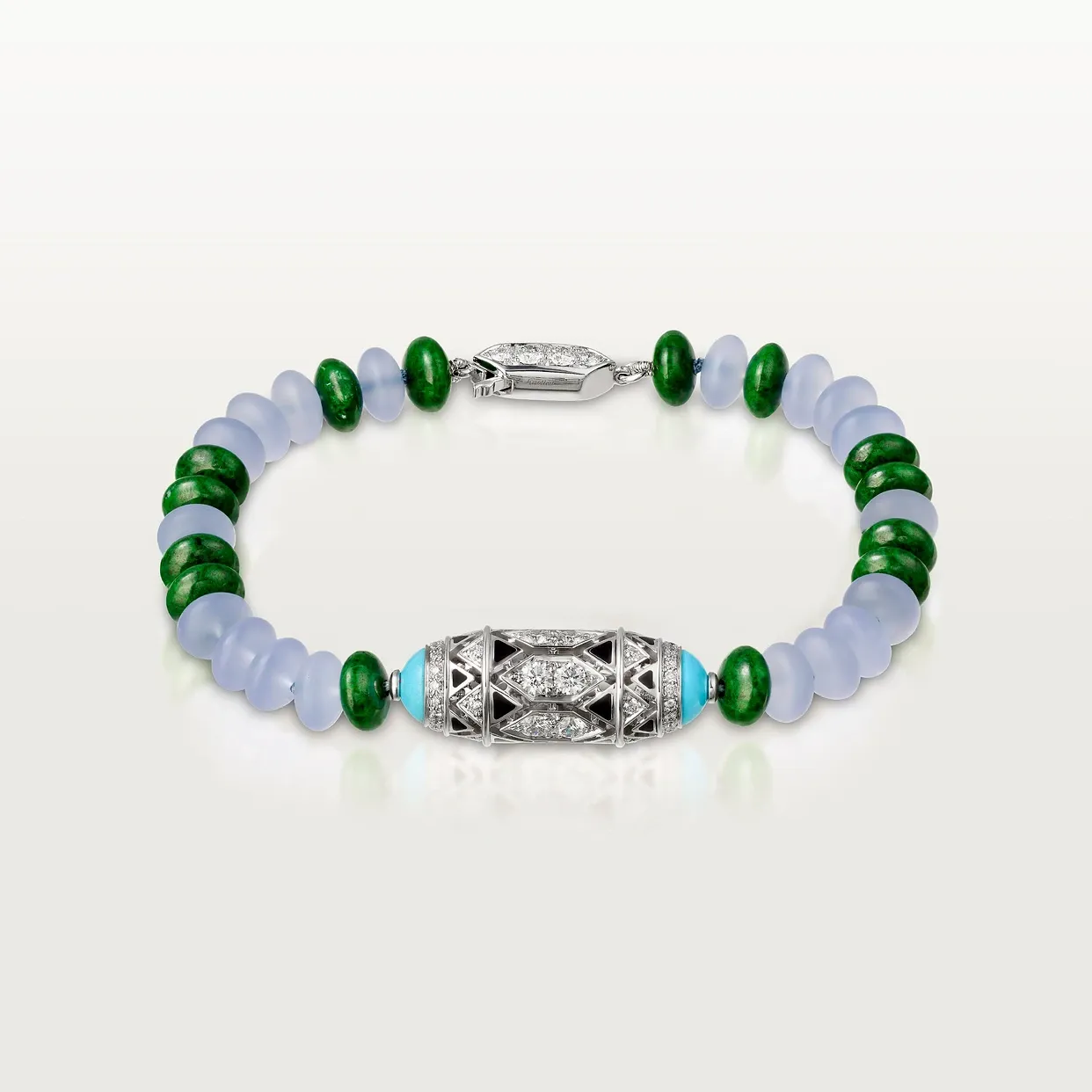 Géometrie &amp; Contrastes bracelet, chalcedony, paved