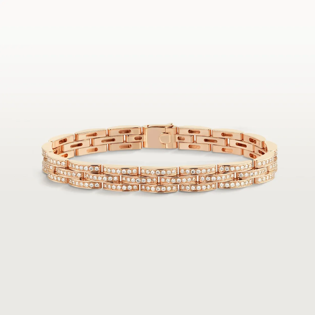 Maillon Panthère bracelet, three rows, paved