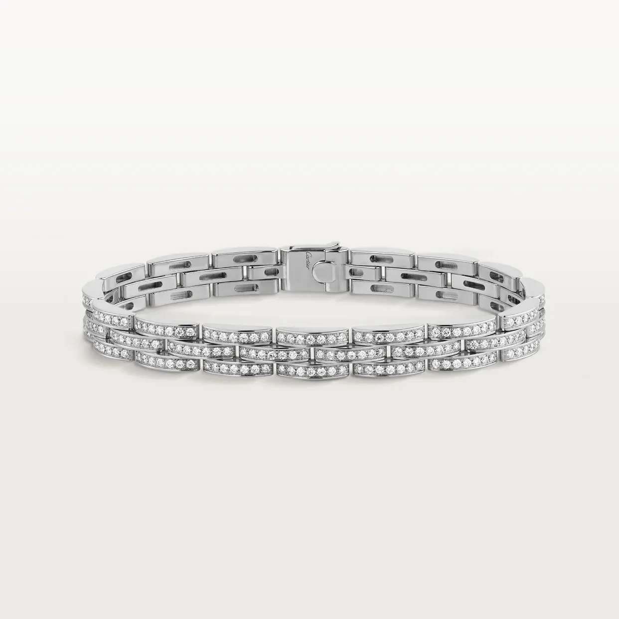 Maillon Panthère bracelet, three rows, paved