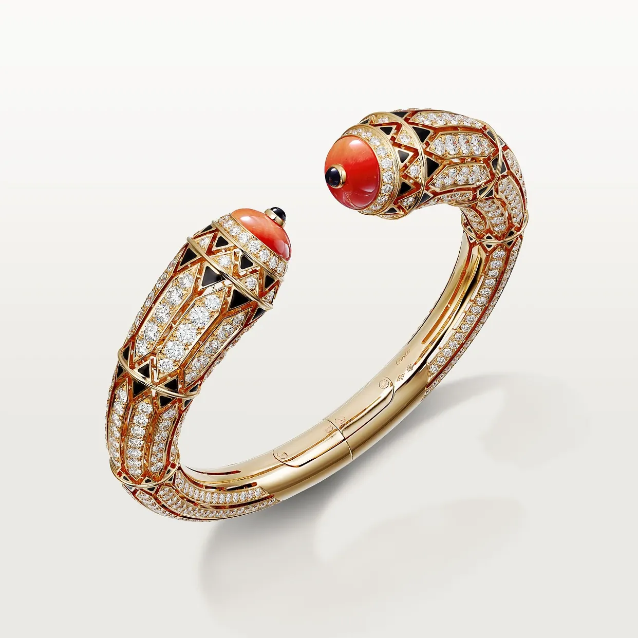Géometrie &amp; Contrastes bracelet, coral, paved