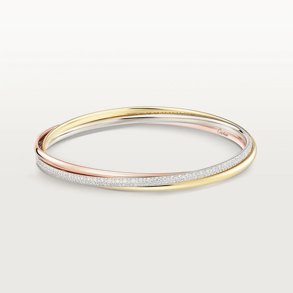Trinity bracelet, small model, semi-paved