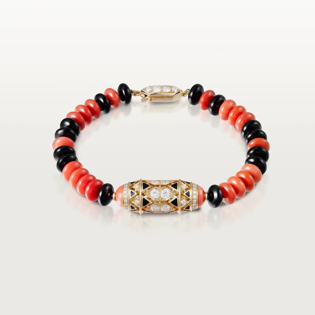 Géometrie &amp; Contrastes bracelet, coral, paved