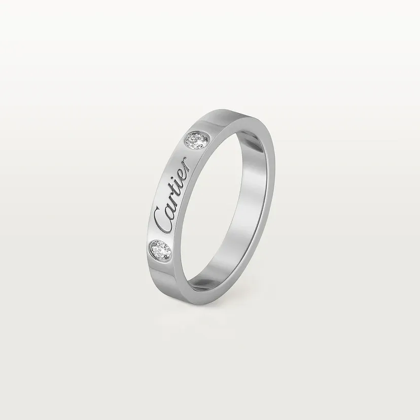 C de Cartier wedding ring, width 3 mm, 2 diamonds
