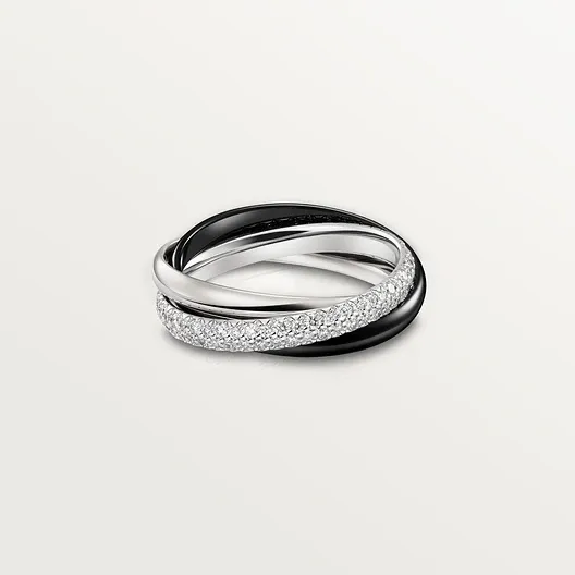 Trinity ring, ceramic, small model, semi-paved