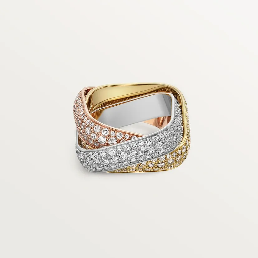 Trinity cushion ring, large model, paved