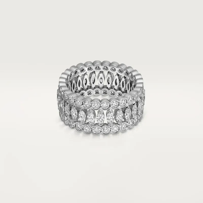 Broderie de Cartier ring, triple row, diamonds