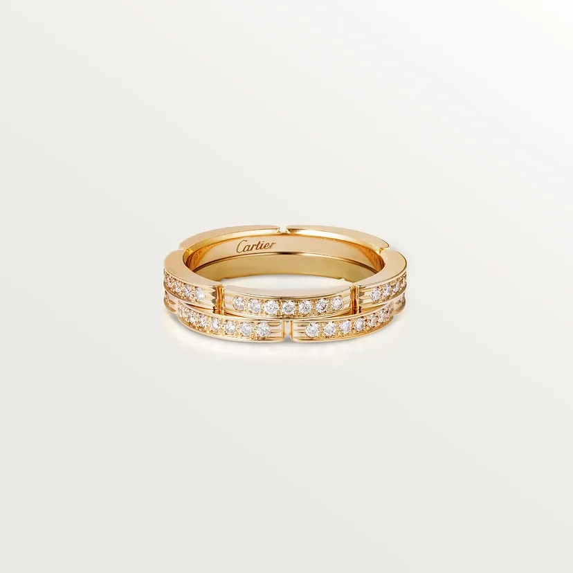Maillon Panthère wedding ring, two rows, semi-paved