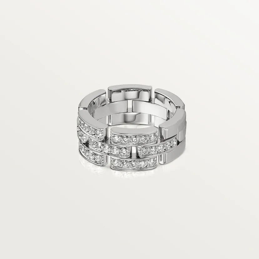 Maillon Panthère ring, three rows, semi-paved
