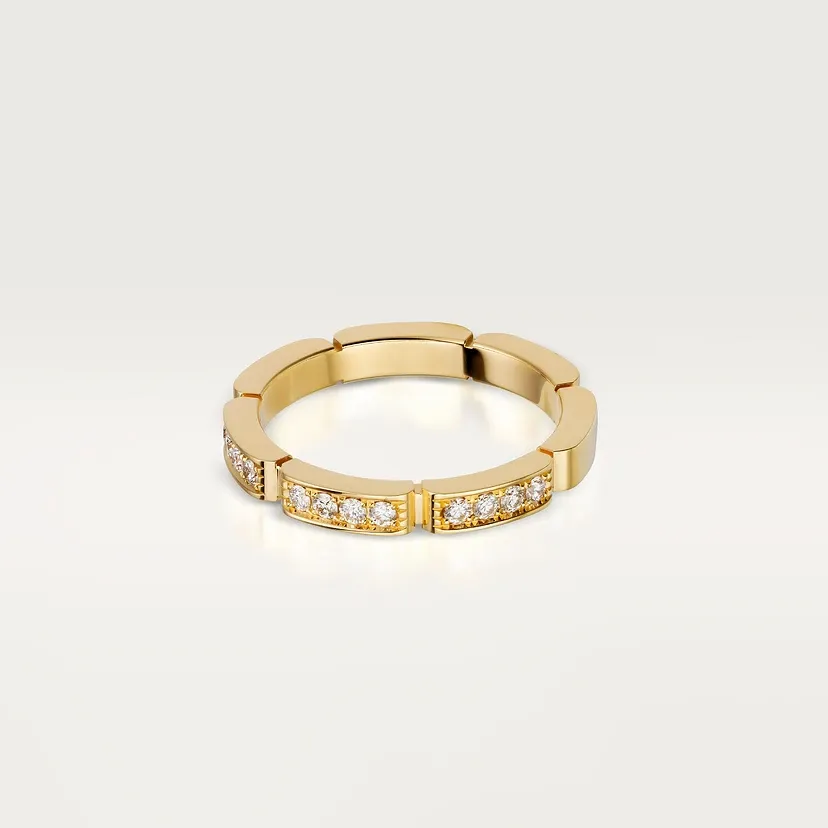 Maillon Panthère wedding ring, semi-paved