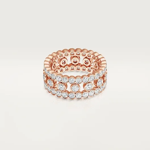 Broderie de Cartier ring, triple row, diamonds