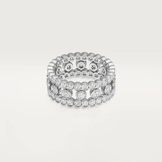 Broderie de Cartier ring, triple row, diamonds