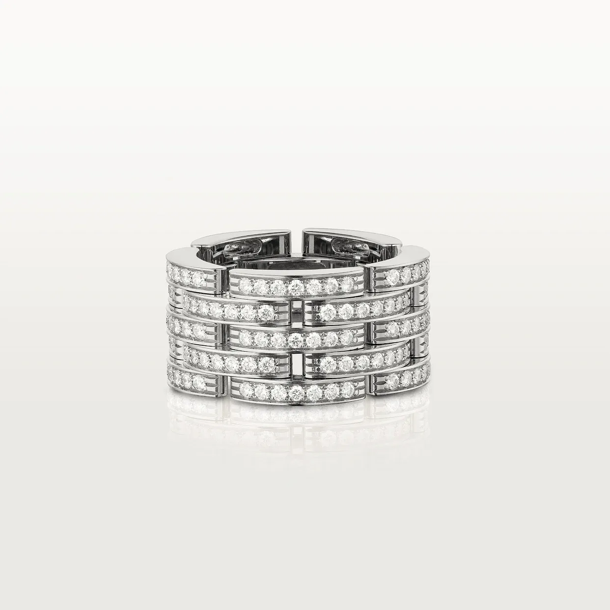 Maillon Panthère ring, five rows, paved