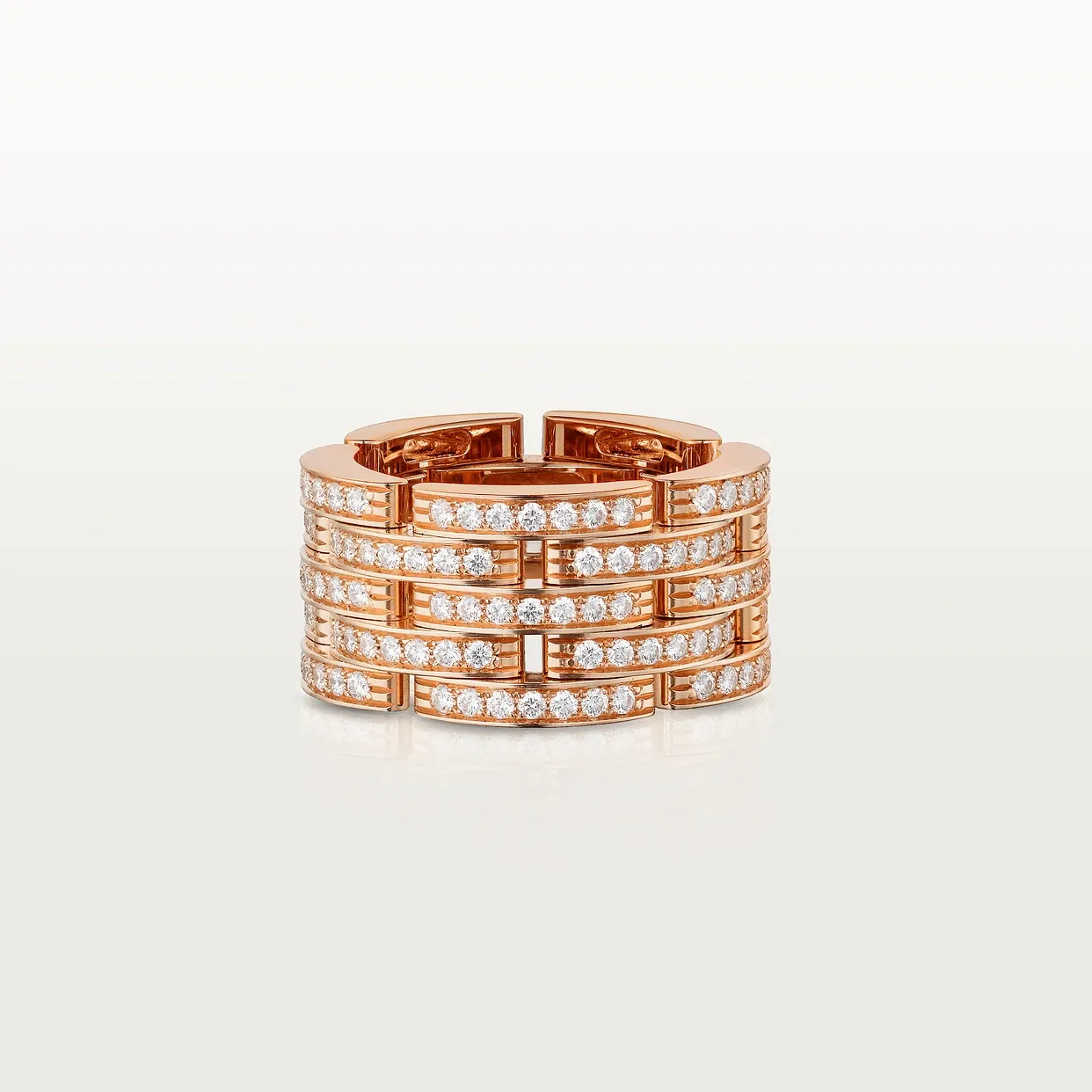 Maillon Panthère ring, five rows, paved