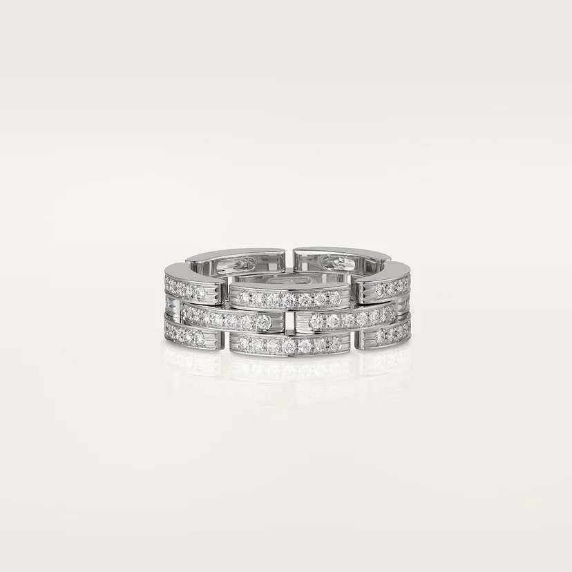 Maillon Panthère ring, three rows, paved