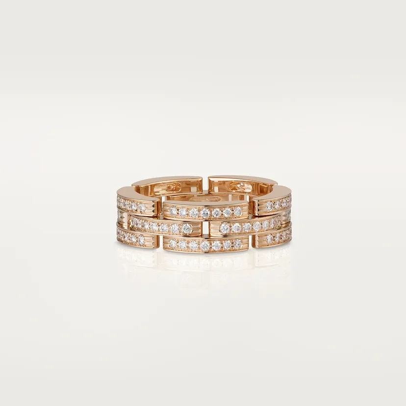Maillon Panthère ring, three rows, paved
