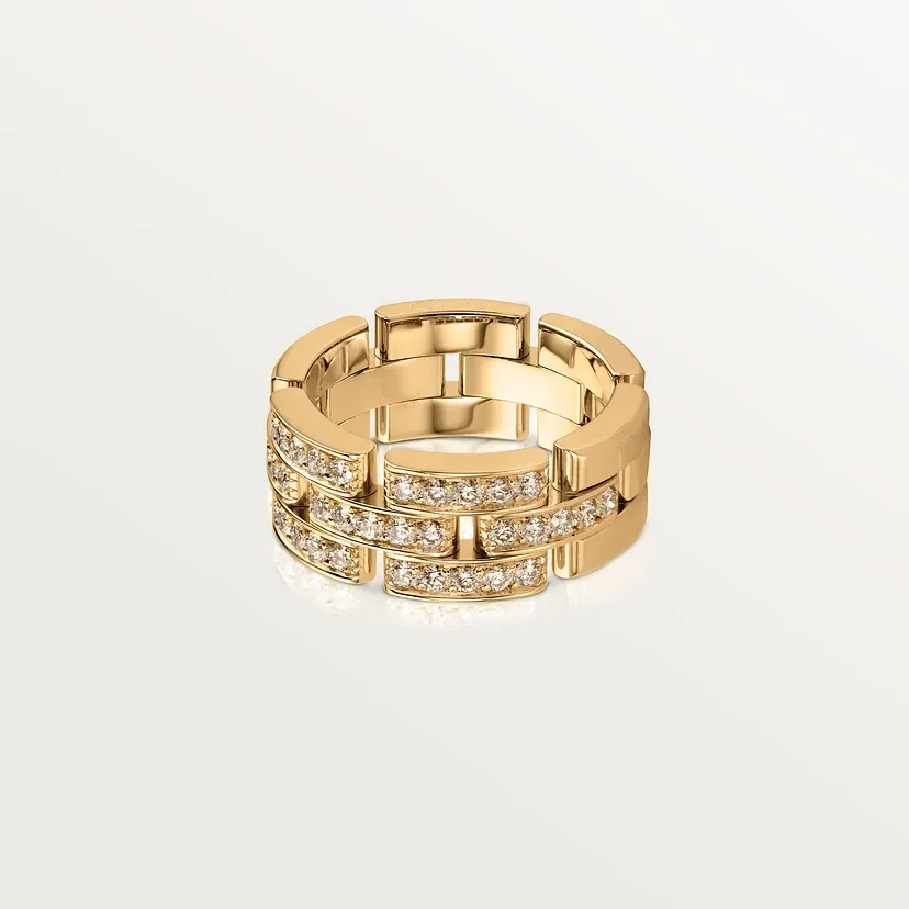 Maillon Panthère ring, three rows, semi-paved