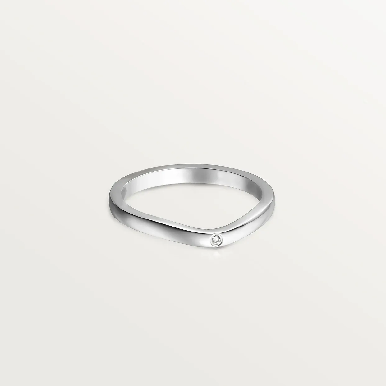Ballerine wedding ring, width 2 mm, 3 diamonds