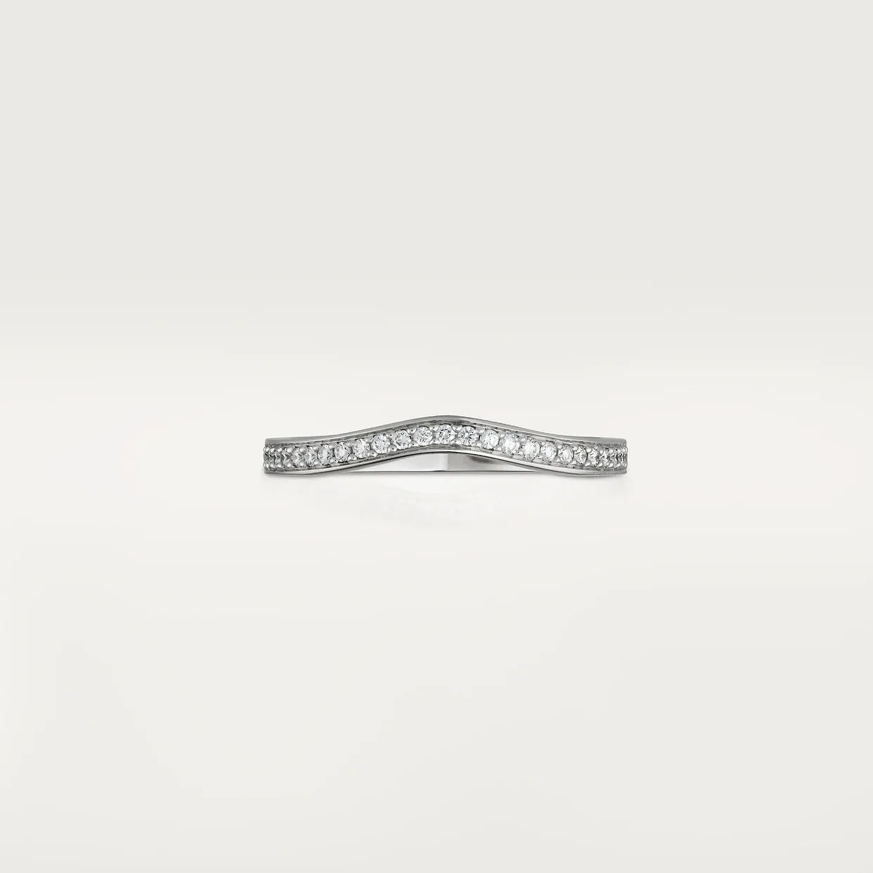 Ballerine wedding ring, width 2 mm, semi-paved