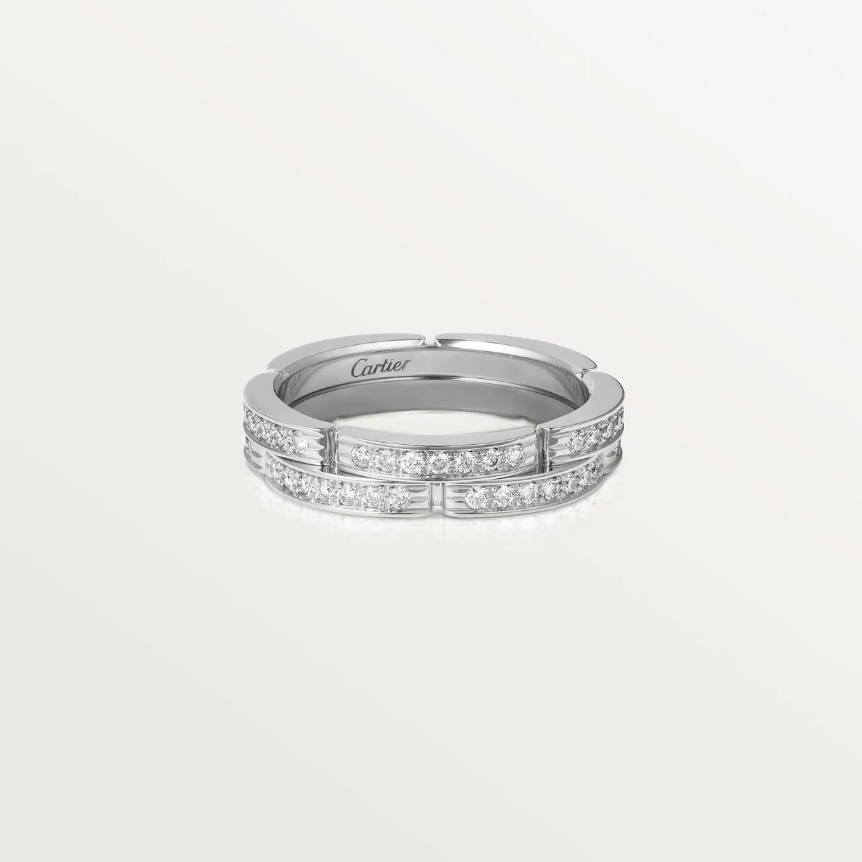 Maillon Panthère wedding ring, two rows, semi-paved