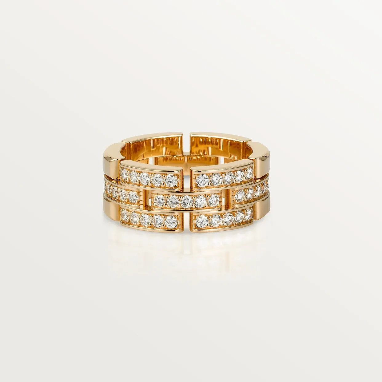 Maillon Panthère ring, three rows, semi-paved