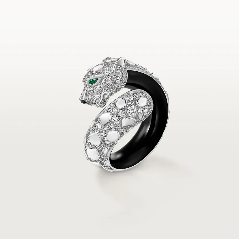 Panthère de Cartier ring, black lacquer, paved