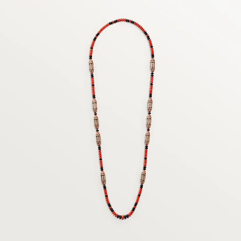 Géometrie &amp; Contrastes necklace, coral, paved