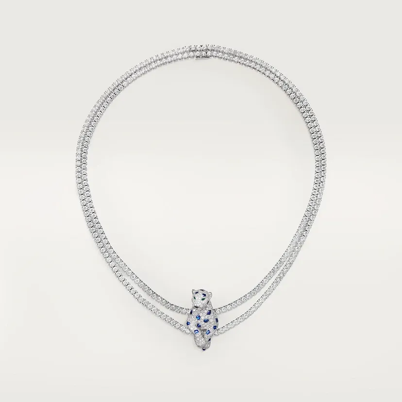 Panthère de Cartier necklace, sapphire, multi-wear, paved