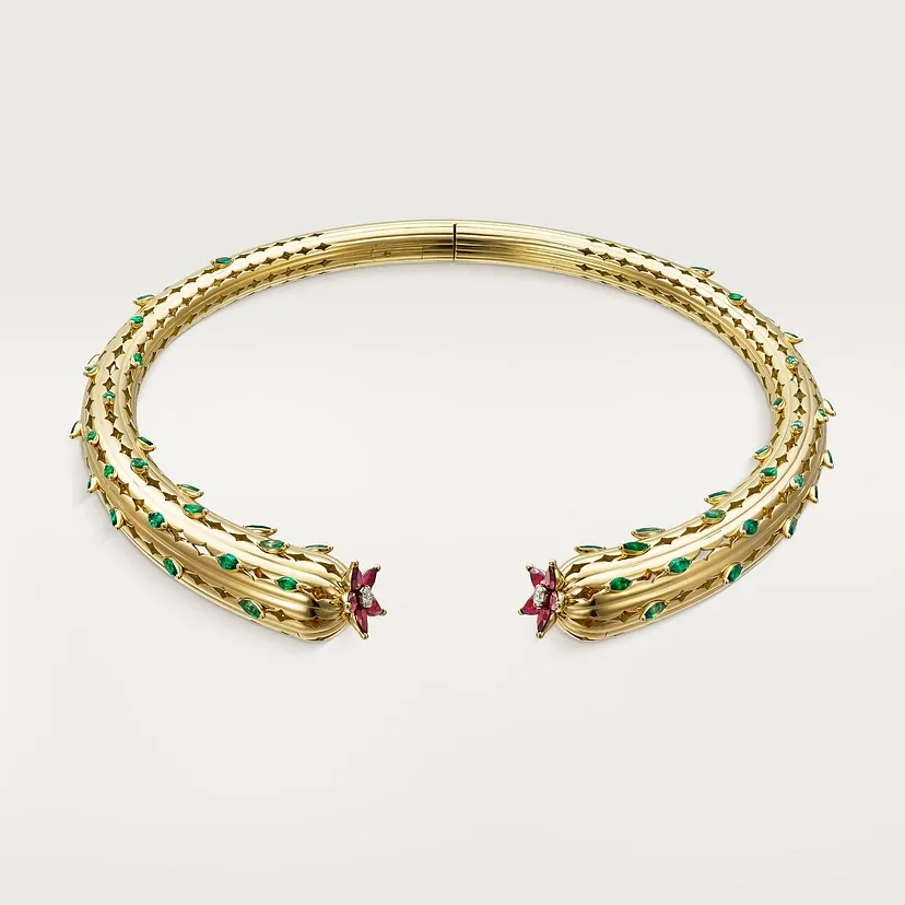 Cactus de Cartier torque necklace, emeralds, 2 diamonds