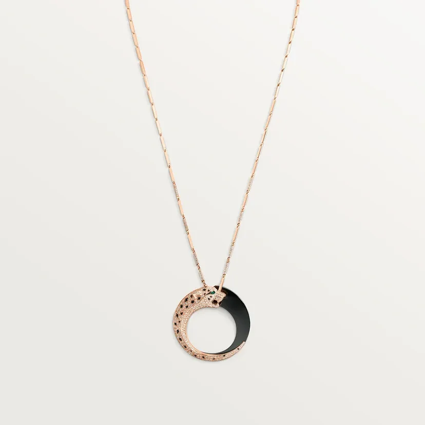 Panthère de Cartier necklace, black ceramic, paved