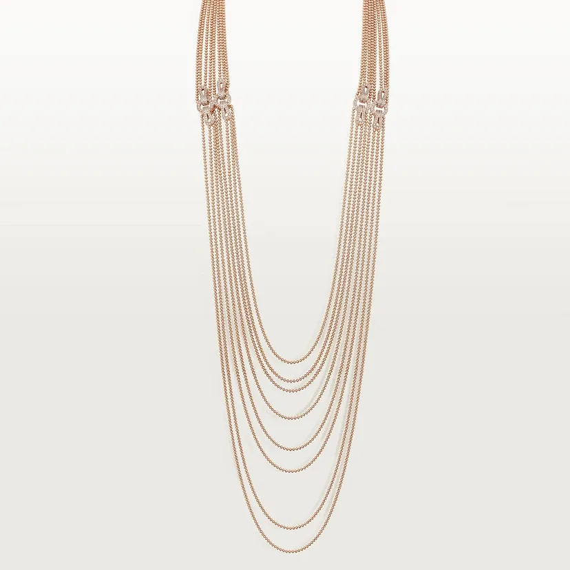 Agrafe long necklace, semi-paved