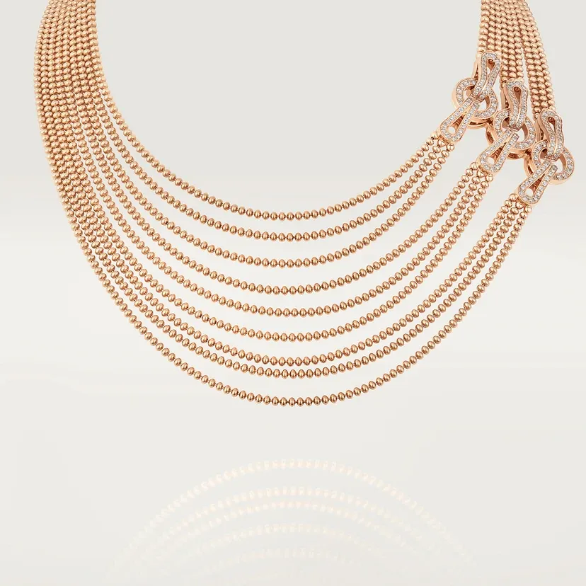 Agrafe necklace, medium model, semi-paved