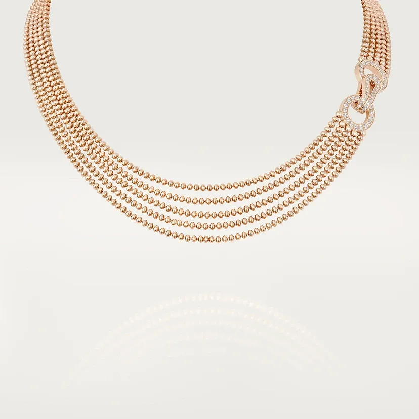 Agrafe necklace, small model, semi-paved